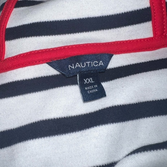 **NWOT** “Striped split neck pullover hoodie” - Picture 7 of 8